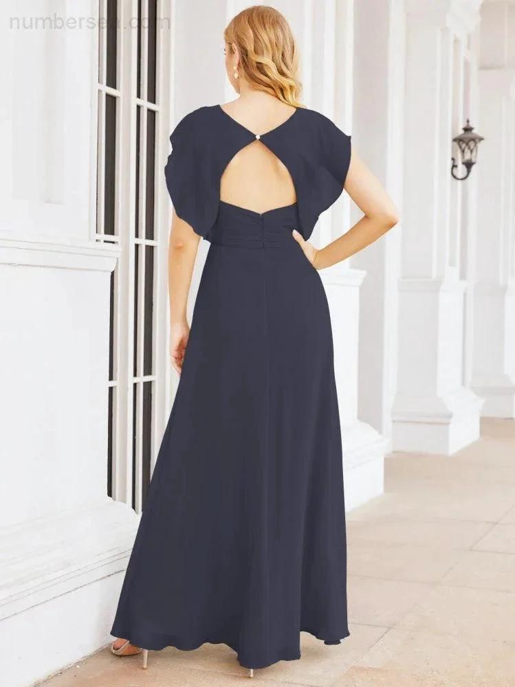 Sunnderly Bridesmaid Dresses Cape Formal Prom Dress Open Back Gowns for Mother of The Bride SY28058 by numbersea