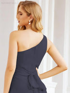 Numbersea One Shoulder Bridesmaid Dresses Long Formal Prom Gowns 28048