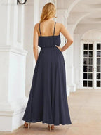 Numbersea Halter Long Bridesmaid Dresses Formal A line Juniors Dress 28029 by numbersea
