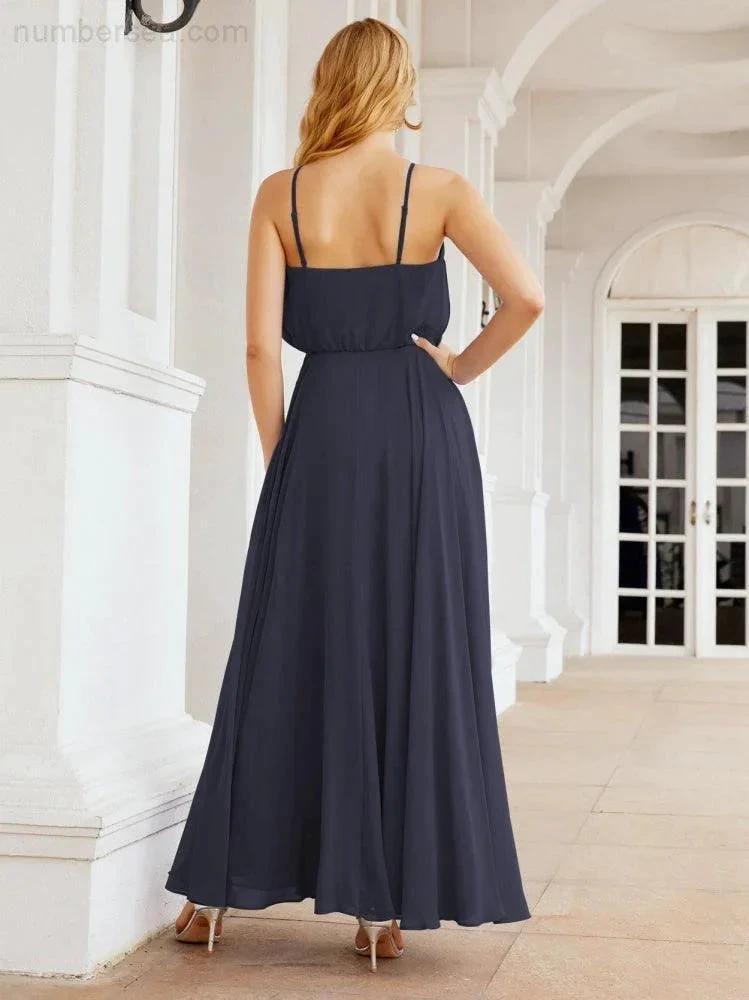 Numbersea Halter Long Bridesmaid Dresses Formal A line Juniors Dress 28029 by numbersea