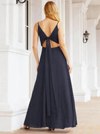 Numbersea Spaghetti Strap Bridesmaid Dresses V Neck Butterfly Back Fromal Evening Party Prom Gown 28036 by numbersea