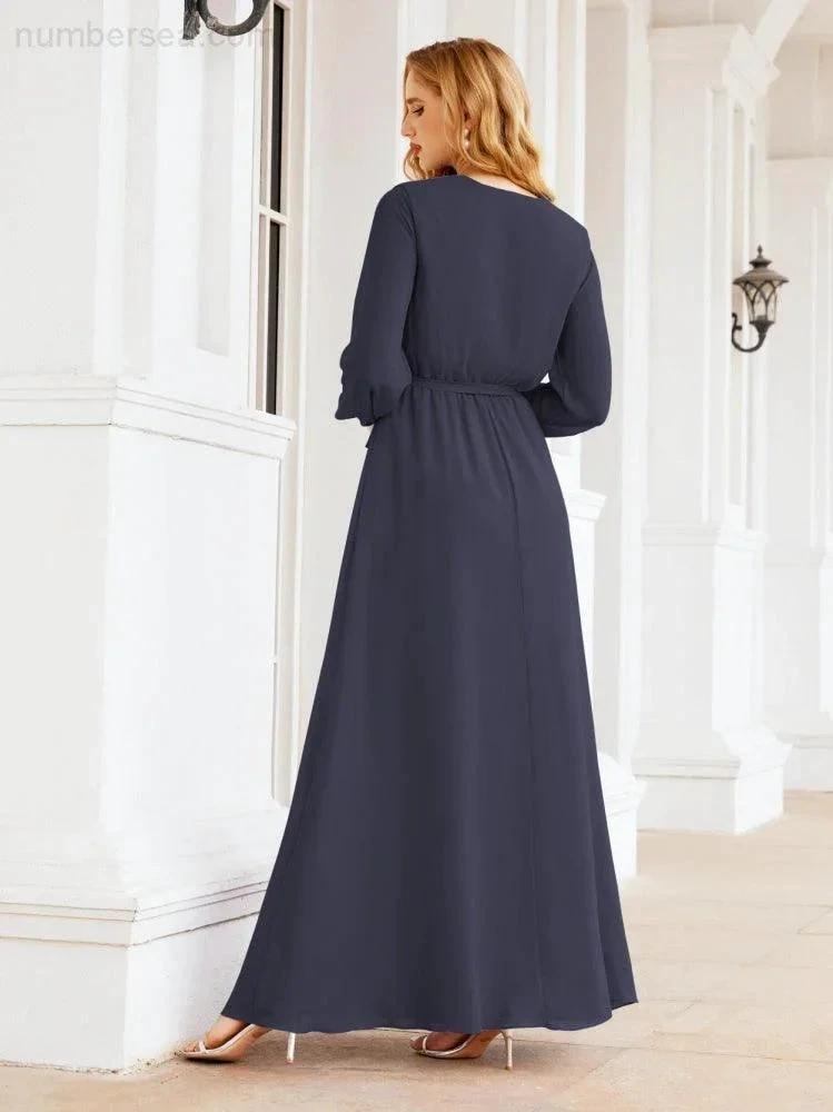 Sunnderly Women's Chiffon Bridesmaid Dress A line Long Sleeves Formal Evening Prom Gown for Wedding Guest SY28032 by numbersea