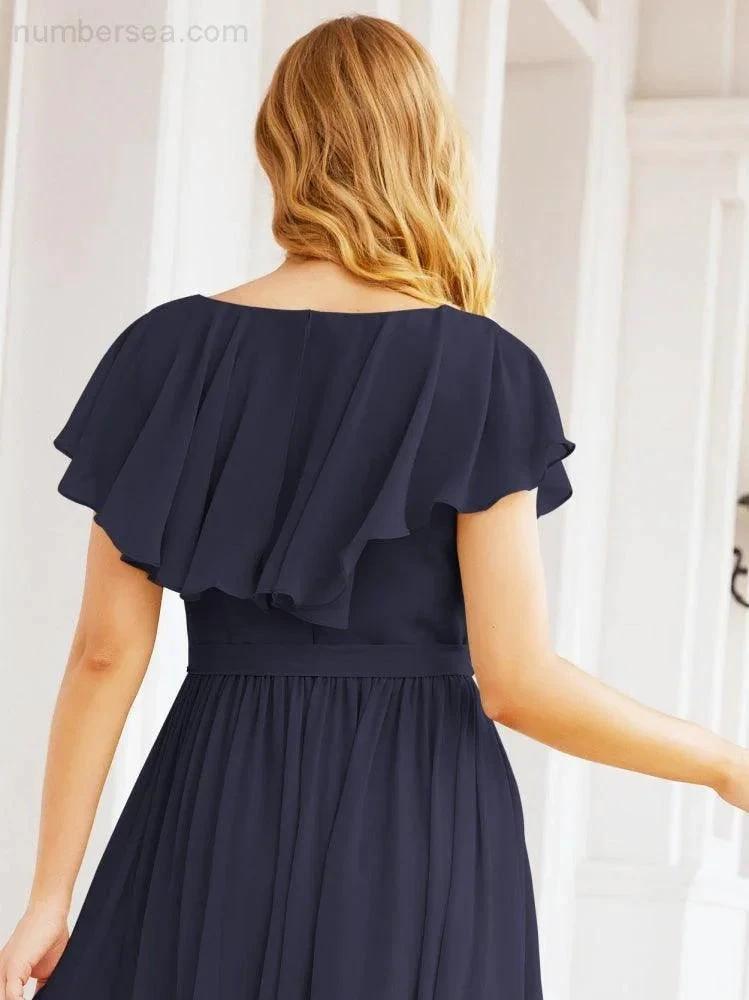 Bridesmaid Dresses with Flutter Sleeves Formal Evening Party Prom Gowns 28044 by numbersea
