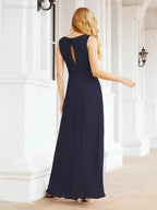 Formal Prom Gown Elegant V-Neck Sleeveless Bridesmaid Dresses for Wedding Party 28037 by numbersea