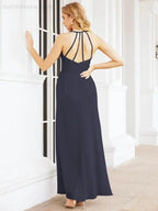 Numbersea Spaghetti Strap Bridesmaid Dresses V-Neck Long A-Line Formal Prom Gowns 28063 by numbersea