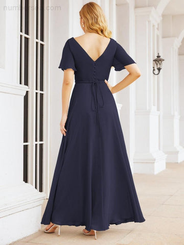 Numbersea Formal Prom Gowns for Mother of The Bride Short Sleeves Bridesmaid Dress 28049