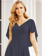 Numbersea Bridesmaid Dresses for Wedding Formal Evening Party Prom Gown with Cape 28050