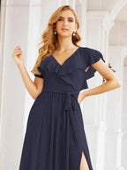 Bridesmaid Dresses with Flutter Sleeves Formal Evening Party Prom Gowns 28044 by numbersea