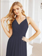 Numbersea Spaghetti Strap Bridesmaid Dresses V-Neck Long A-Line Formal Prom Gowns 28063 by numbersea