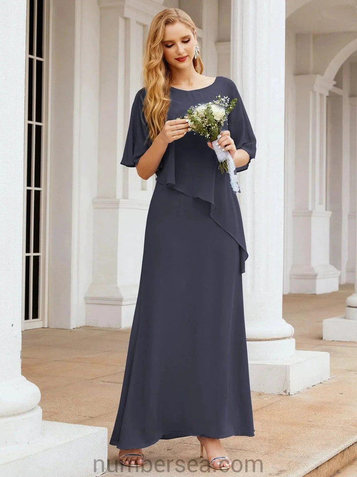 Sunnderly Formal Party Gown Dress Long Mother of The Bride Dresses with Ruffle Cape SY28026 by numbersea