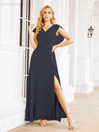 Sunnderly Bridesmaid Dresses Cape Formal Prom Dress Open Back Gowns for Mother of The Bride SY28058 by numbersea