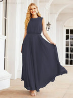 Numbersea Sleeveless Long Bridesmaid Dress A line Formal Evening Prom Gown 28025