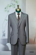 Three-Piece Subtle Pinstripe Grey Wool Suit | Tailored Formal Groom & Business Suit by 男装