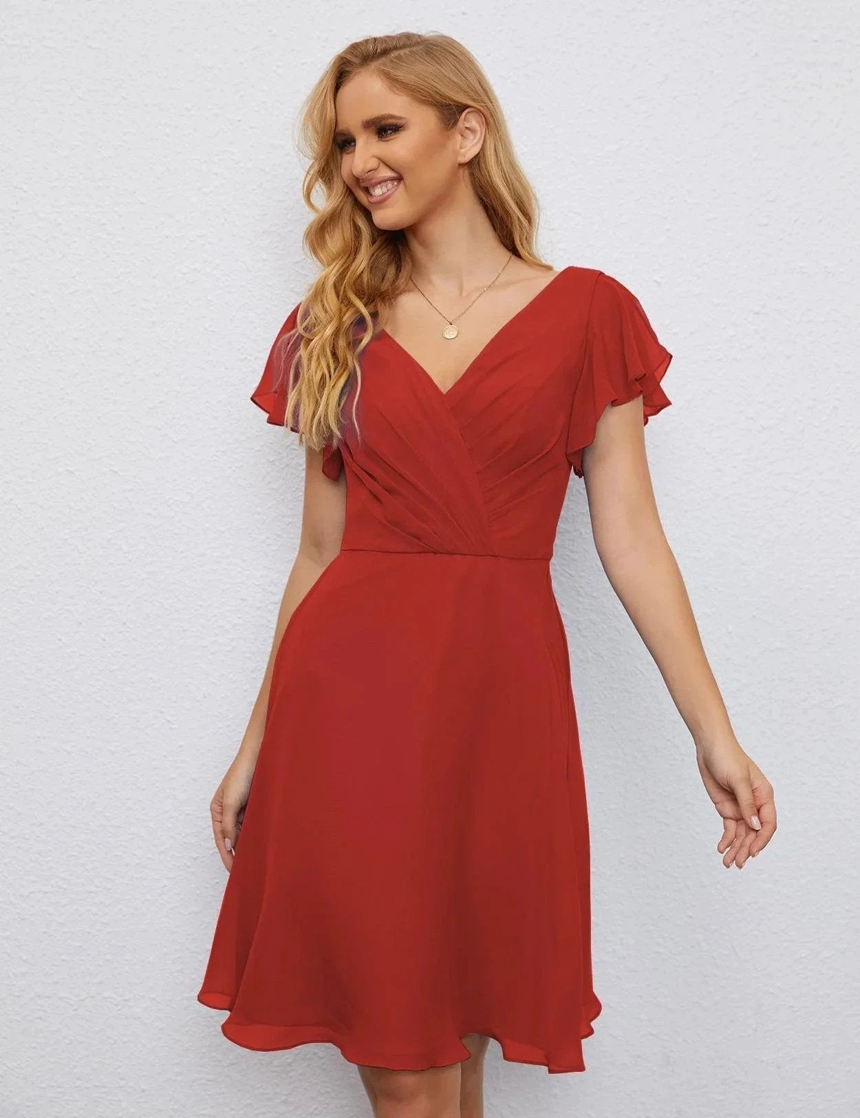 Numbersea U Back Homecoming Dress Formal Prom Dress Knee Length Short Sleeves Cocktail Party Dress 28077 by numbersea