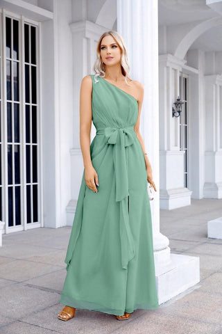 Ladies Chiffon One Shoulder Bridesmaid Evening Dress Wedding Party Evening Dress 28133