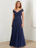 A-Line/Princess Off-the-Shoulder Floor-Length Mother of the Bride Dresses by Dreamylily
