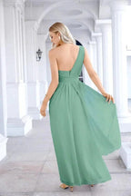 Ladies Chiffon One Shoulder Bridesmaid Evening Dress Wedding Party Evening Dress 28133 by numbersea