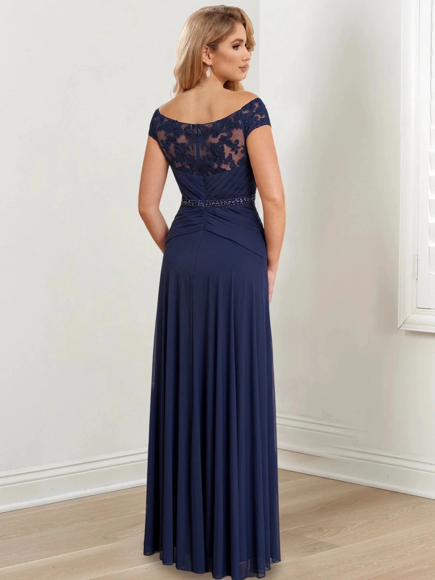 A-Line/Princess Off-the-Shoulder Floor-Length Mother of the Bride Dresses by Dreamylily