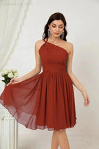 Numbersea Women Chiffon Short One Shoulder Bridesmaid Dress Formal Dresses for Party Homecoming 2804 by numbersea