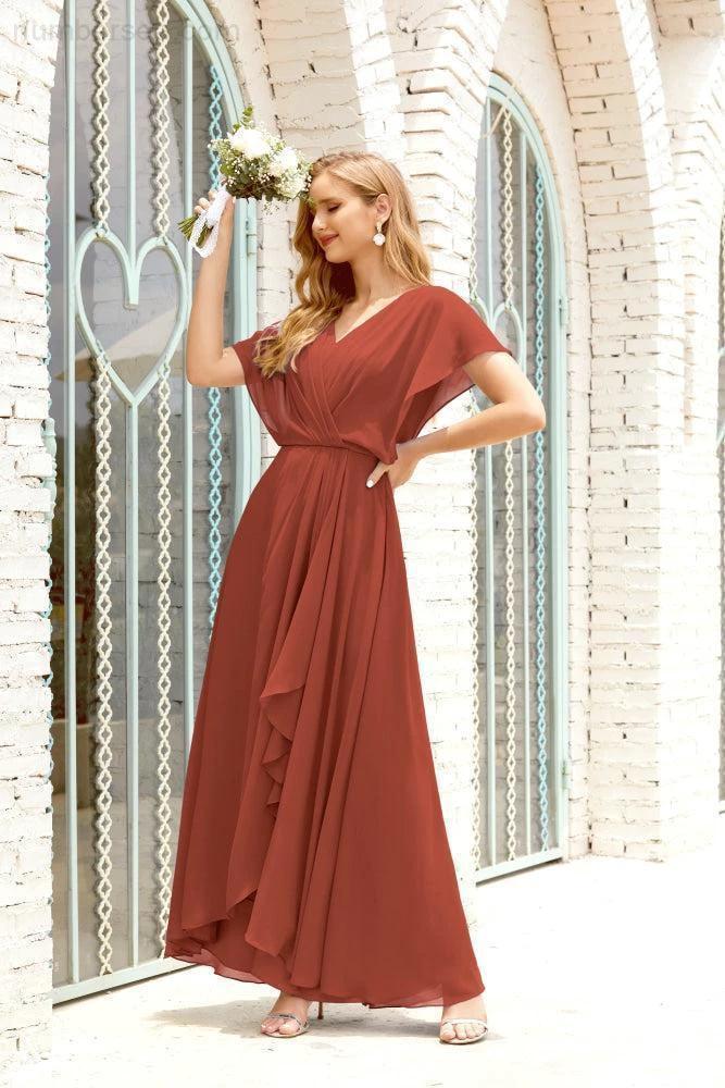 Numbersea Mother of The Bride Dresses Plus Size V-Neck Floor Length Formal Prom Dress for Wedding Guest 28020 by numbersea