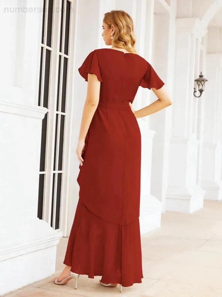 Numbersea Ruffled Bridesmaid Dresses Mermaid Formal Violin Evening Party Prom Gowns 28042 by numbersea