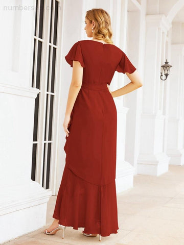 Numbersea Ruffled Bridesmaid Dresses Mermaid Formal Violin Evening Party Prom Gowns 28042