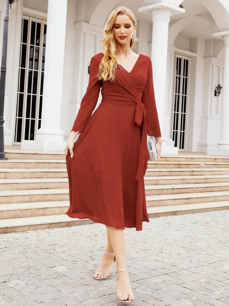 Bridesmaid Dress V-Back Waist Belt Mother of the Bride Wedding Guest SY28031 by numbersea