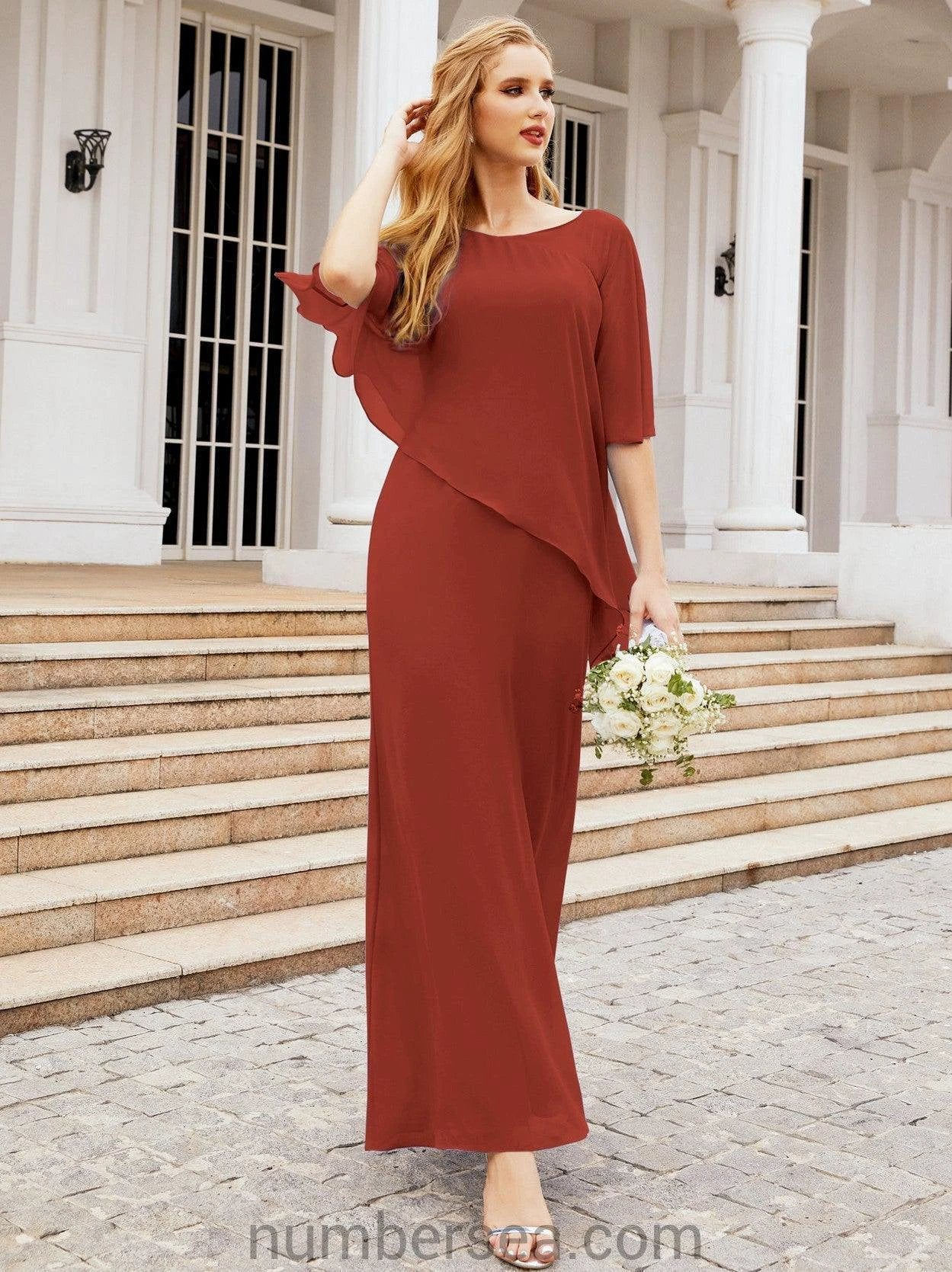 Sunnderly Formal Party Gown Dress Long Mother of The Bride Dresses with Ruffle Cape SY28026 by numbersea