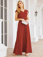 Sunnderly Bridesmaid Dresses Cape Formal Prom Dress Open Back Gowns for Mother of The Bride SY28058 by numbersea