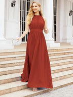 Numbersea Halter Bridesmaid Dress Empire Waist Formal Evening Prom Gown for Mother of The Bride 28030 by numbersea