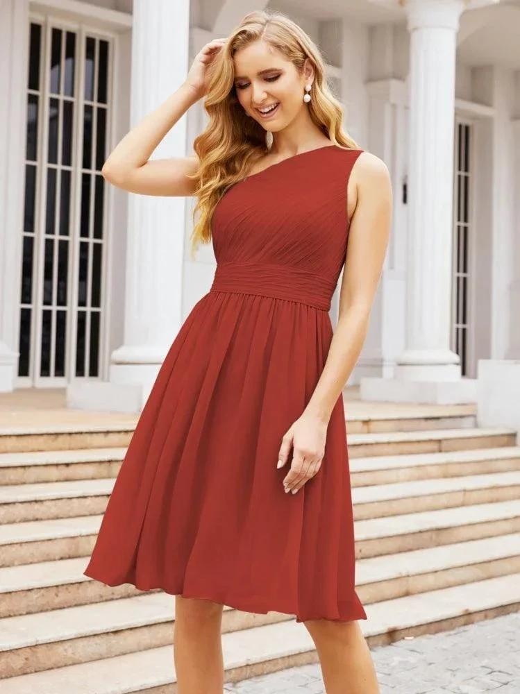 Numbersea Homecoming Dress One Shoulder Pleated Short Formal Prom Gowns 28046 by numbersea