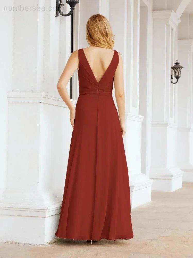 Numbersea Bridesmaid Dresses for Wedding Ruffles Long Formal Prom Gowns 28039 by numbersea