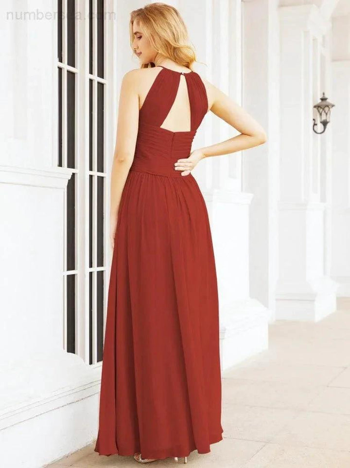 Numbersea Sleeveless Bridesmaid Dresses Long Prom Gown Zipper with Keyhole Back 28056 by numbersea