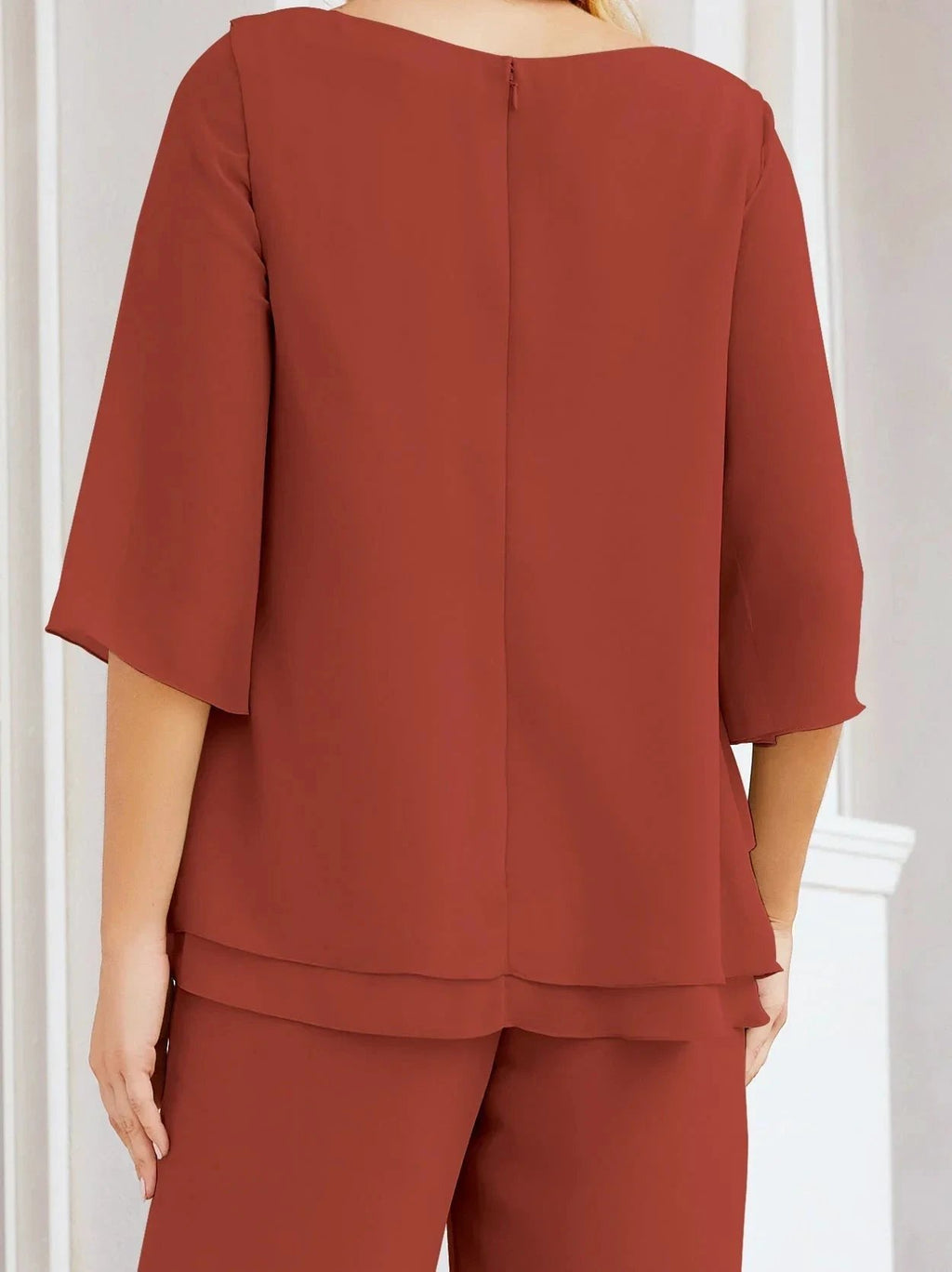 Sunnderly Elegant 2 Piece Mother of The Bride Dress Plus Size Pant Suits Ruffle Layers Sliver Housecoat SY28064 by numbersea