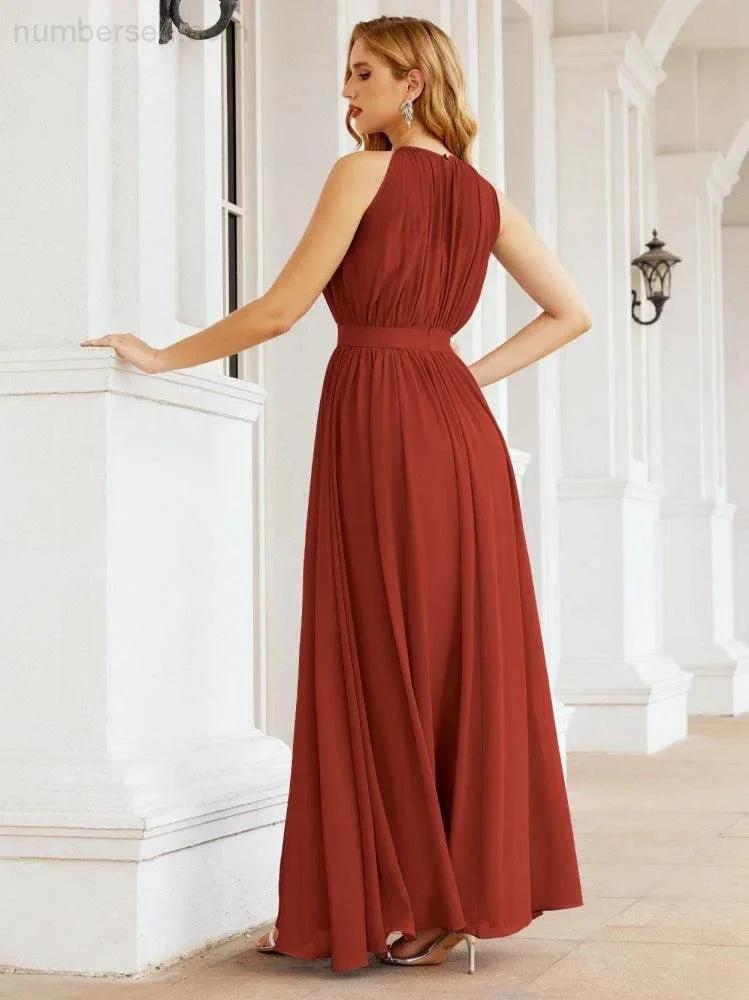 Numbersea Halter Bridesmaid Dress Empire Waist Formal Evening Prom Gown for Mother of The Bride 28030 by numbersea