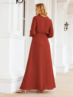 Sunnderly Women's Chiffon Bridesmaid Dress A line Long Sleeves Formal Evening Prom Gown for Wedding Guest SY28032 by numbersea