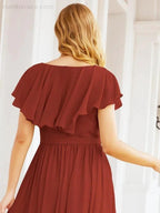 Bridesmaid Dresses with Flutter Sleeves Formal Evening Party Prom Gowns 28044 by numbersea