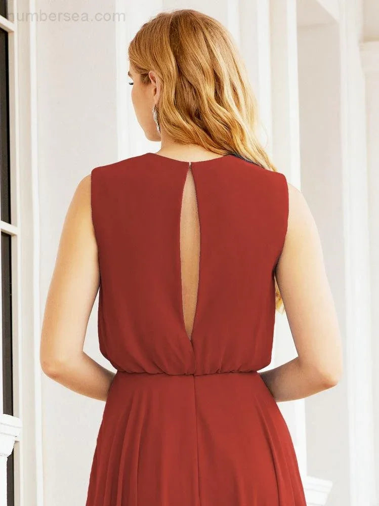 Numbersea Sleeveless Long Bridesmaid Dress A line Formal Evening Prom Gown 28025