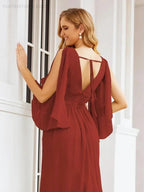 Numbersea Bridesmaid Dresses with Split for Wedding Party Flutter Sleeves 28045 by numbersea