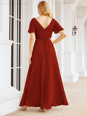 Numbersea Formal Prom Gowns for Mother of The Bride Short Sleeves Bridesmaid Dress 28049