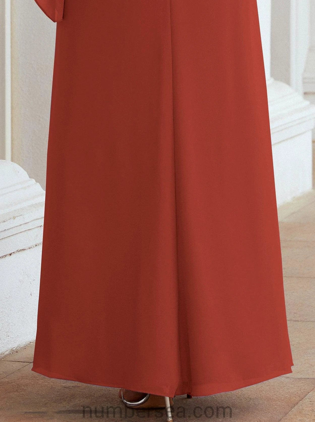 Sunnderly Formal Party Gown Dress Long Mother of The Bride Dresses with Ruffle Cape SY28026 by numbersea