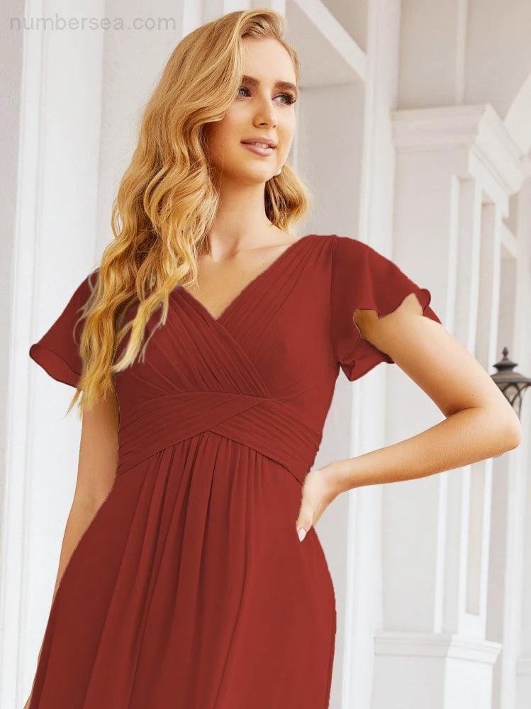 Numbersea Formal Prom Gowns for Mother of The Bride Cap Sleeves Bridesmaid Dress 28047 by numbersea