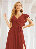 Bridesmaid Dresses with Flutter Sleeves Formal Evening Party Prom Gowns 28044 by numbersea