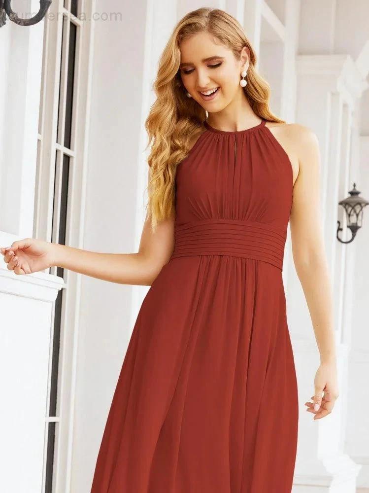 Numbersea Keyhole Bridesmaid Dresses Sleeveless Formal Evening Party Prom Gowns 28043 by numbersea