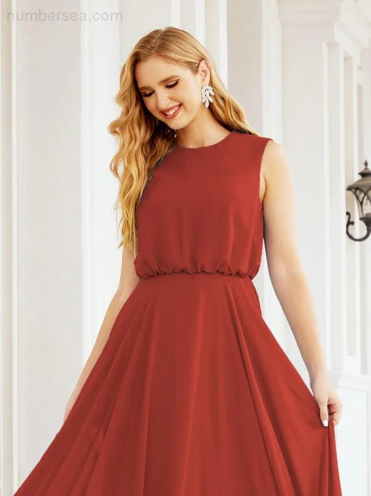 Numbersea Sleeveless Long Bridesmaid Dress A line Formal Evening Prom Gown 28025