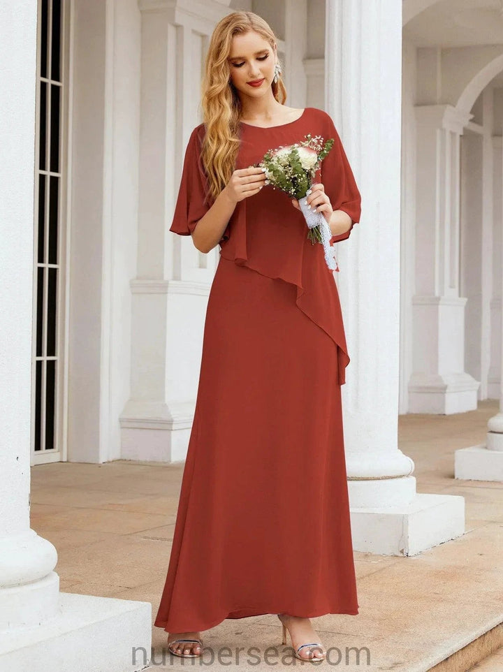 Sunnderly Formal Party Gown Dress Long Mother of The Bride Dresses with Ruffle Cape SY28026 by numbersea