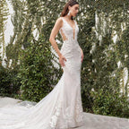 V-neck Wedding Dresses For Women 2024 Backless Mermaid Lace Appliques Floor-length Backless Customized Vestidos De Novia by payinti