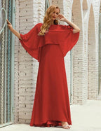 Sunnderly Bridesmaid Dress Women Long Sleeve V-Neck Chiffon Formal Wedding Party Dress SY28018 by numbersea
