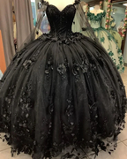 Black Ball Gown Quinceanera Dresses with Flowers,Sweet 16 Dresses Y5753 by simplepromdress