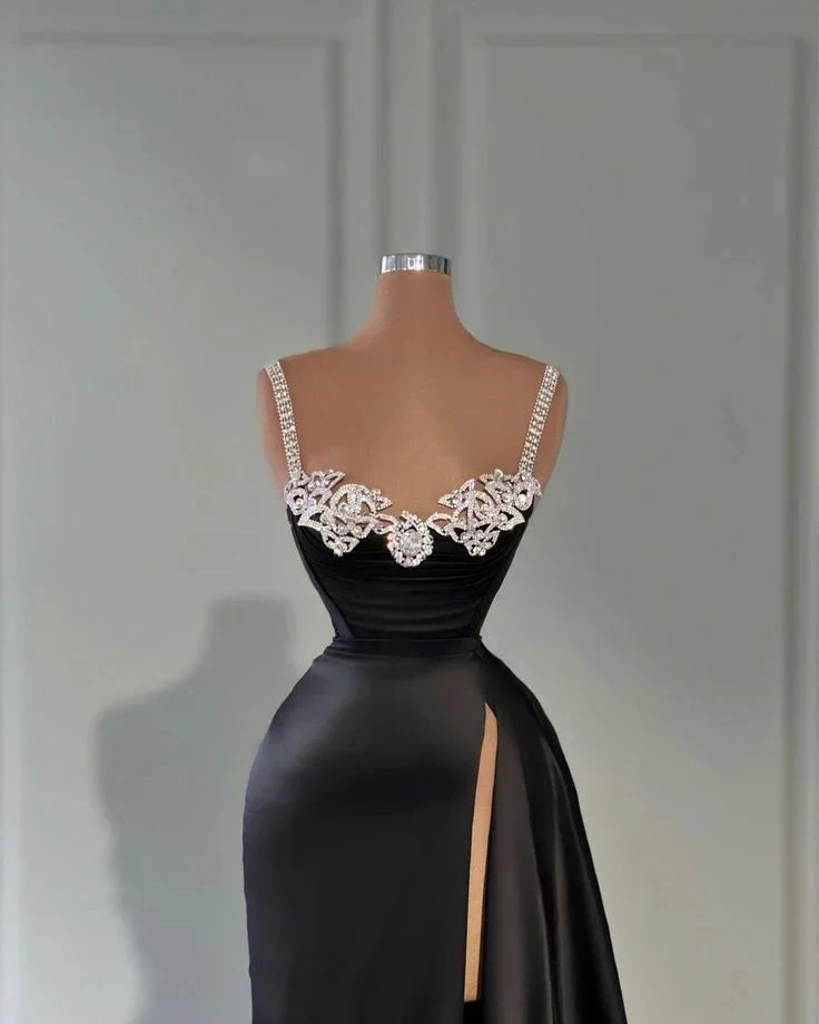 Gorgeous Black Straps Sweetheart Sheath Evening Dress Y6666 by simplepromdress